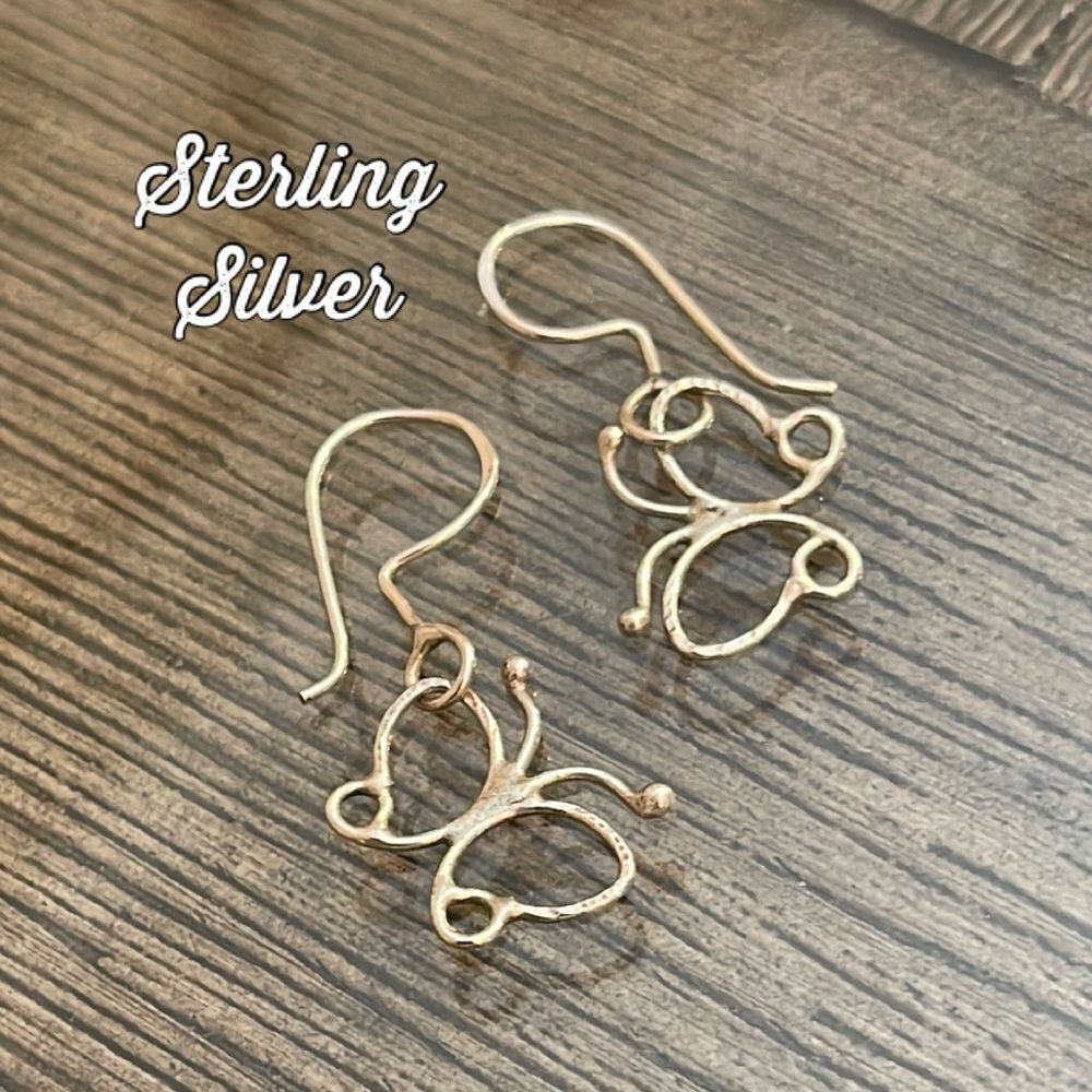 Sterling Silver Butterfly Earrings Dangling Butterfly Earrings
